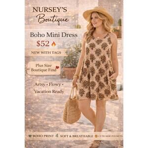 Rhea Boho Tree Print Sleeveless Top Flowy Tunic L/XL NWT